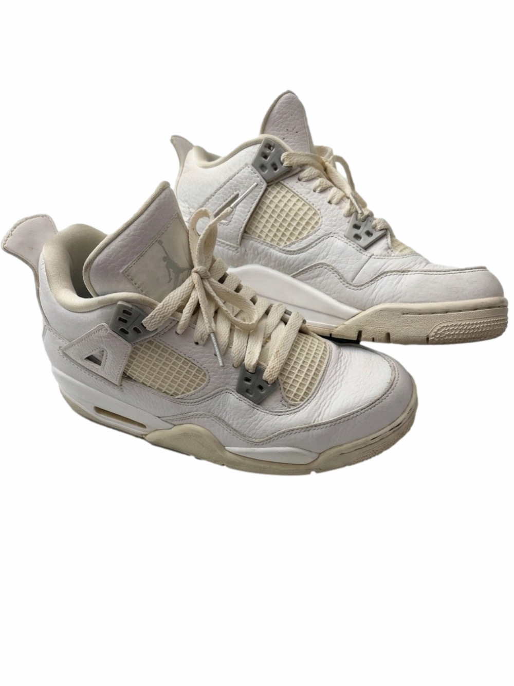 Nike Jordan 4 White Leather Pure Money Sporty Sneakers Size 5.5Y Unisex Boy Girl